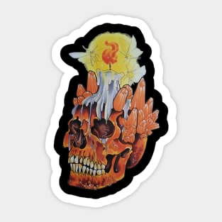 Orange Crystal Skull Sticker